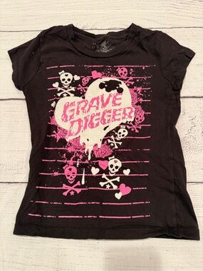 Girls' Black & Pink 'Grave Digger' Graphic Tee Size S